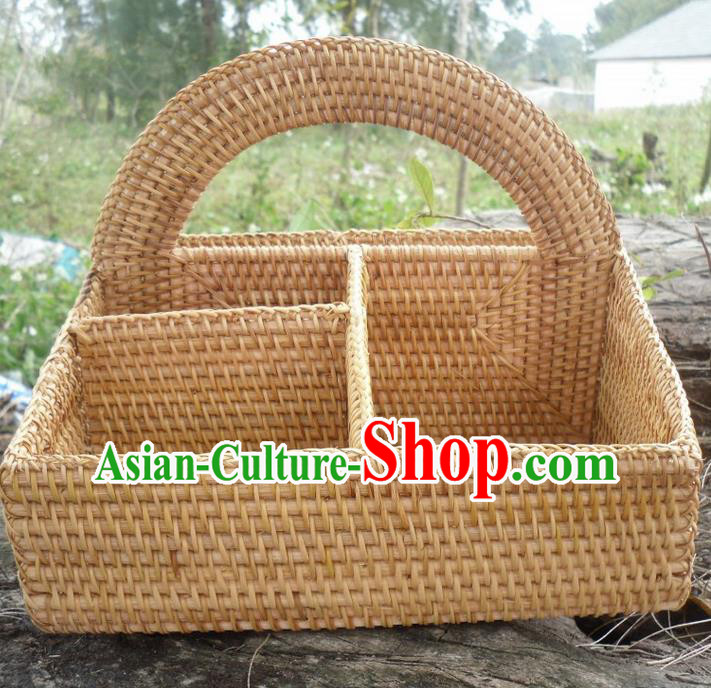 Top Asian Vietnamese Traditional Rattan Plaited Articles Wine Storage Box, Vietnam Handicraft Basket