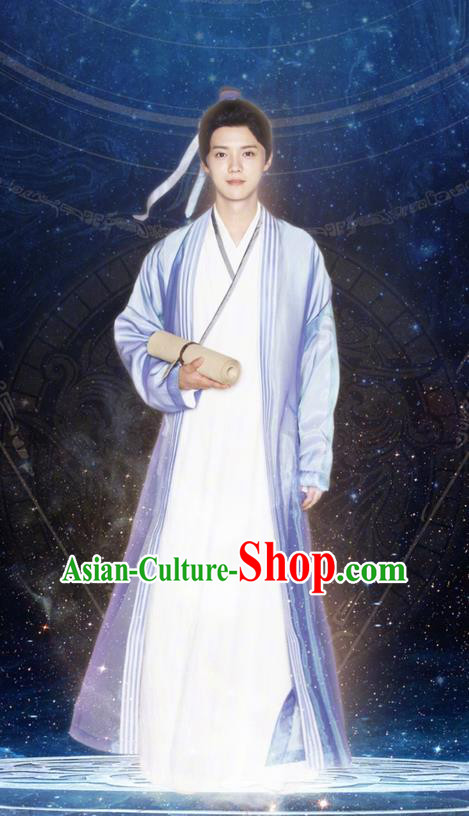 Chinese Ancient Tang Dynasty Scholar Costume and Headpiece Complete Set, Fighter of the Destiny Traditional Chinese Ancient Nobility Childe Prince Clothing for Men
