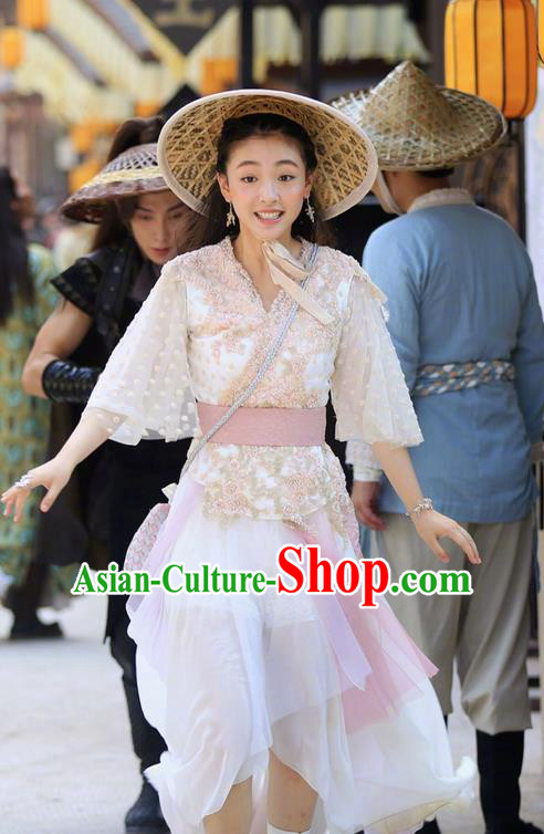 Asian Chinese Ancient Tang Dynasty Princess Costume and Headwear, Fighter of the Destiny Traditional Chinese Ancient Young Lady Swordsman Clothing Complete Set
