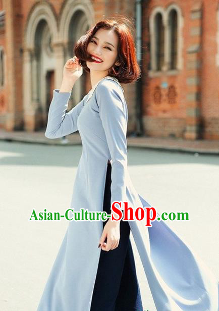 Top Grade Asian Vietnamese Traditional Dress, Vietnam National Farmwife Ao Dai Dress, Vietnam Ao Dai Cheongsam Dress Clothing for Woman
