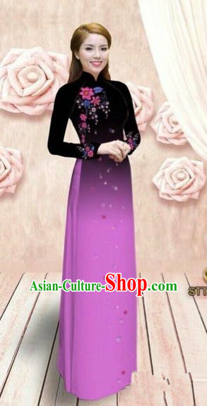 Traditional Top Grade Asian Vietnamese Costumes Dance Dress, Vietnam National Female Handmade Rose Ao Dai Dress Cheongsam Clothing for Women