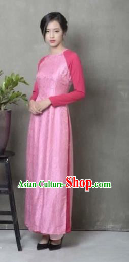 Traditional Top Grade Asian Vietnamese Costumes Dance Dress, Vietnam National Women Ao Dai Dress Pink Cheongsam Clothing