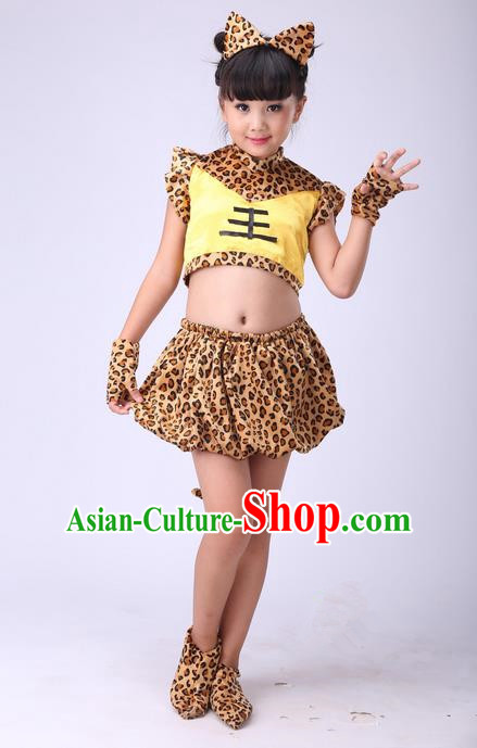 Top Grade Professional Performance Modern Dance Costume, Children Cosplay Tiger Dance Uniforms for Girls