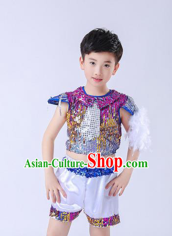 Top Grade Professional Performance Catwalks Costume, Children China Style Chorus Uniform Modern Jazz Dance Clothing for Boys Kids