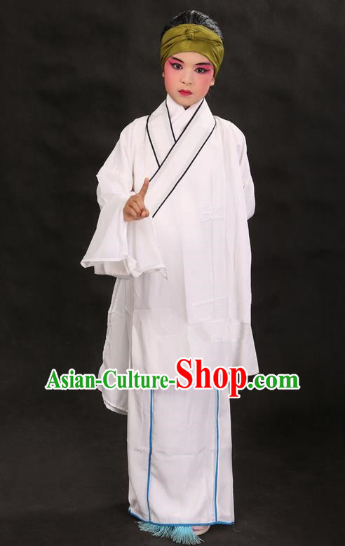 Traditional Chinese Beijing Opera Old Female White Clothing and Shoes Complete Set, China Peking Opera Children Pantaloon Costume Embroidered Clothing Opera Costumes for Kids