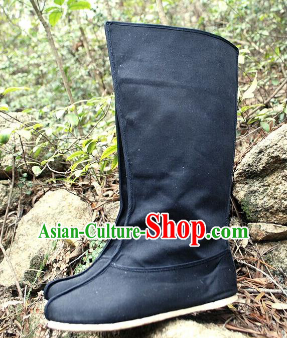 Traditional Chinese Peking Opera Shoes, China Ancient Officer Handmade Boots, Chinese Qing Dynasty Minister Melaleuca End Boots for Men
