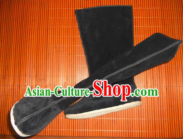 Traditional Chinese Peking Opera Shoes, China Ancient Officer Handmade Boots, Chinese Qing Dynasty Minister Velveteen Boots for Men