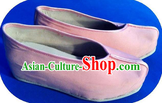 Traditional Chinese Peking Opera Shoes, China Ancient Young Lady Handmade Pink Shoes, Chinese Han Dynasty Princess Cloth Shoes for Women
