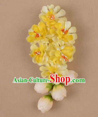 Chinese Ancient Peking Opera Yellow Wisteria Flowers Hair Accessories, Traditional Chinese Beijing Opera Props Head Ornaments Hua Tan Headwear Hairpins