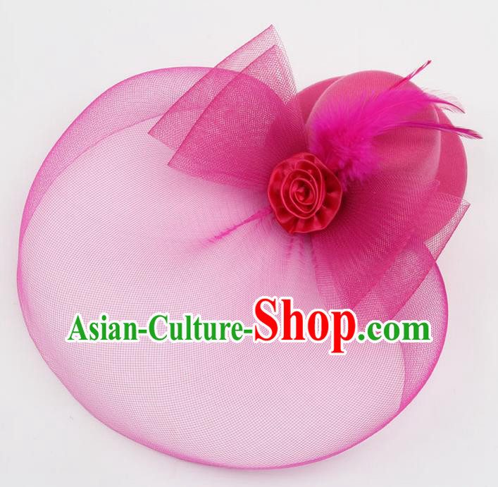 Top Modern Dance Hair Accessories, Female Rose Veil Top Hat Ornament Headband for Women