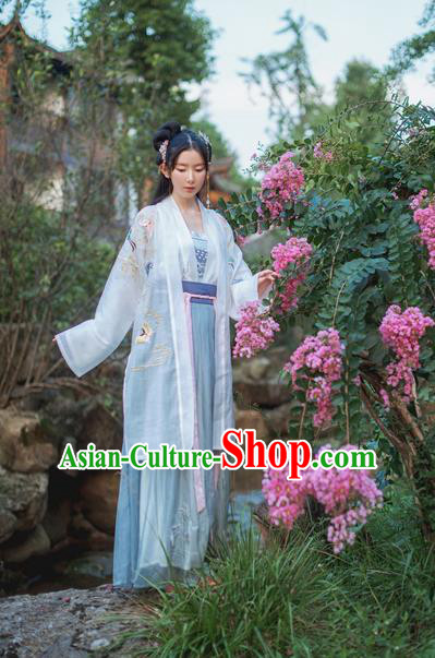 Traditional Chinese Ancient Tang Dynasty Female Costumes, China Hanfu Cardigan Embroidered Blouse and Dress Complete Set for Women