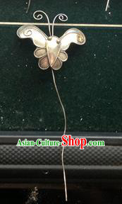 Traditional Chinese Ancient Classical Miao Silver Handmade Hair Accessories Little Butterfly Hairpin Hair Fascinators for Women