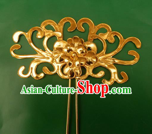 Traditional Handmade Chinese Ancient Classical Hair Accessories Barrettes Bride Hairpins, Xiuhe Suit Golden Step Shake Hair Claws for Women