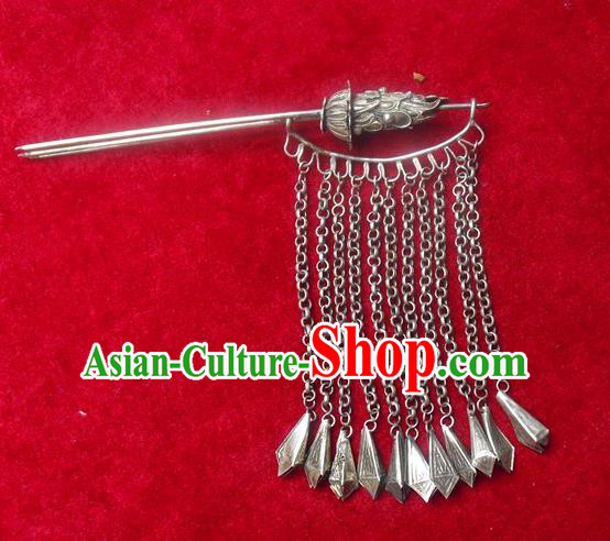 Traditional Handmade Chinese Ancient Classical Hair Accessories Barrettes, Palace Lady Long Tassel Hairpin Step Shake Hair Sticks for Women