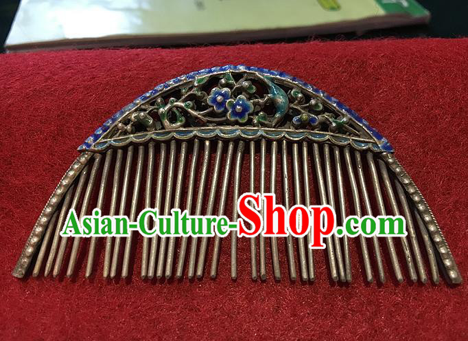 Traditional Handmade Chinese Ancient Classical Hair Jewellery Accessories Barrettes Blueing Hairpins, Princess Flat-square Hair Combs for Women