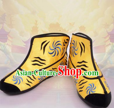 Chinese Ancient Peking Opera Monkey Boots, Traditional China Beijing Opera Handsome Monkey King Embroidered Shoes