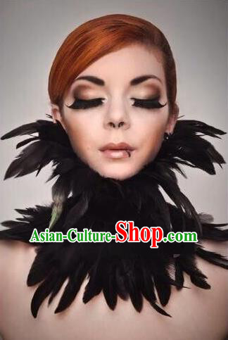 Top Grade Professional Stage Show Halloween Feather Collar, Brazilian Rio Carnival Samba Opening Dance Necklace for Women