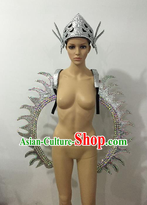 Top Grade Professional Stage Show Halloween Parade Wings Accessories, Brazilian Rio Carnival Samba Dance Modern Fancywork Decorations Props for Women
