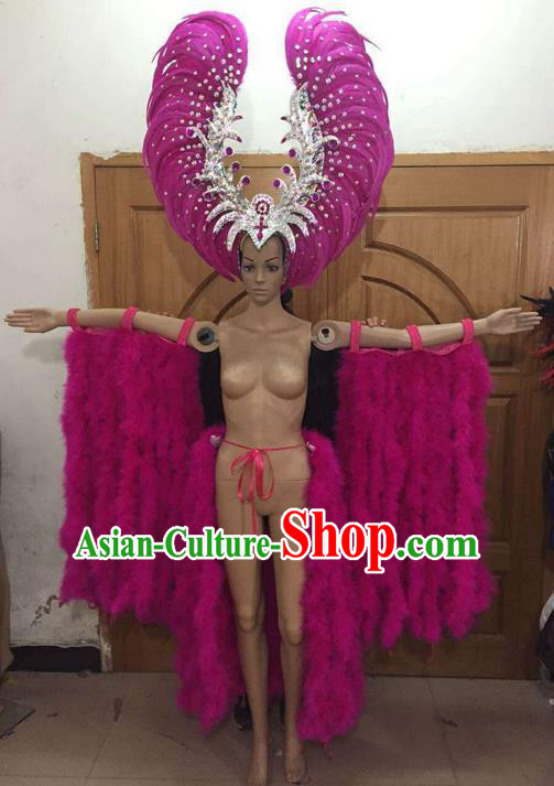 Top Grade Professional Stage Show Halloween Parade Brazilian Rio Carnival Parade Samba Dance Exaggerated Hair Accessories Headpiece and Clothing for Women