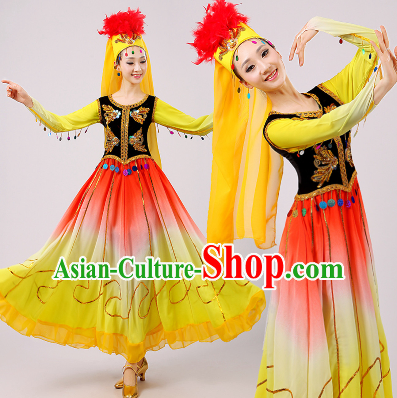 Traditional Xinjiang Dance Costumes for Adults Chinese Minority Ethnic Dance Outfits