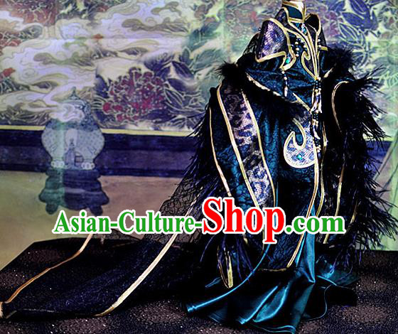 Top Grade Traditional China Ancient Cosplay Duke Swordsman Costumes Complete Set, China Ancient Highness Hanfu Robe Clothing for Men for Kids