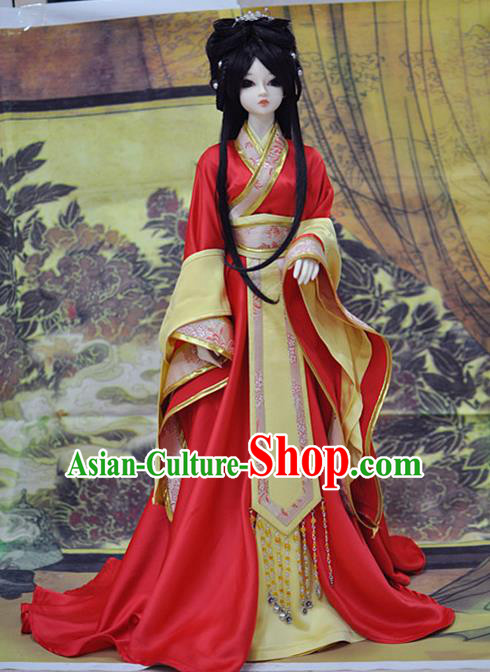Top Grade Traditional China Ancient Princess Dance Costumes Complete Set, China Ancient Cosplay Tang Dynasty Princess Red Dress Hanfu Clothing for Adults and Kids