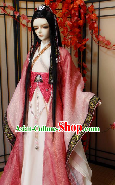 Top Grade Traditional China Ancient Cosplay Nobility Childe Costumes, China Ancient Han Dynasty Swordsman Knight-Errant Red Robe Clothing for Men for Kids