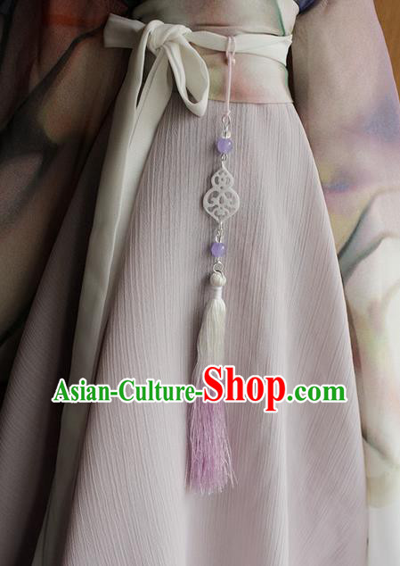 Top Grade Traditional China Ancient Palace Princess Calabash Jade Accessories Pendant, China Ancient Swordsman Tassel Waist Pendant