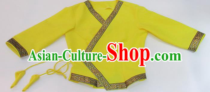Traditional Thailand Ancient Handmade Female Costumes, Traditional Thai China Dai Nationality Yellow Blouse Clothing for Women