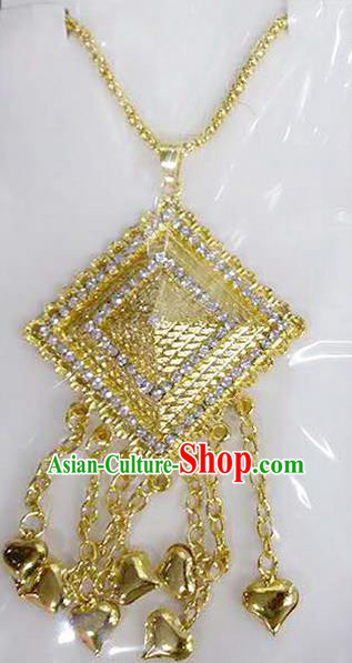 Traditional Thailand Ancient Handmade Wedding Jewelry Accessories, Traditional Thai China Dai Nationality Crystal Tassel Necklace for Women