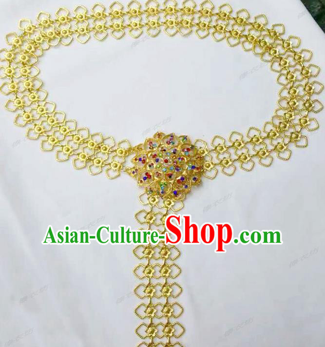 Traditional Thailand Ancient Handmade Waist Accessories, Traditional Thai China Dai Nationality Colorful Crystal Belts Pendant Waistband for Women