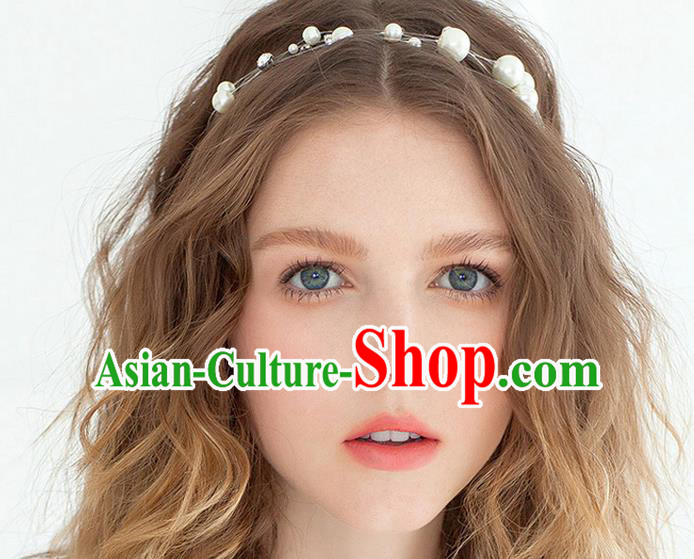 Top Grade Handmade Wedding Bride Hair Acessories, Traditional Princess Baroque Wedding Pearl Hair Clasp Headwear for Women