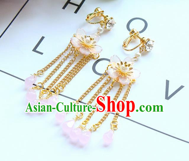Top Grade Handmade Wedding Bride Earrings, Traditional Princess Baroque Flowers Tassel Wedding Accessories Eardrop for Women