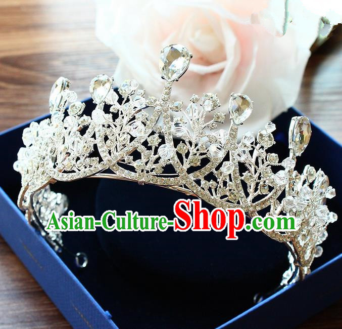 Top Grade Handmade Wedding Bride Hair Accessories Luxury Crown, Traditional Baroque Princess Crystal Royal Crown Wedding Headpiece for Women