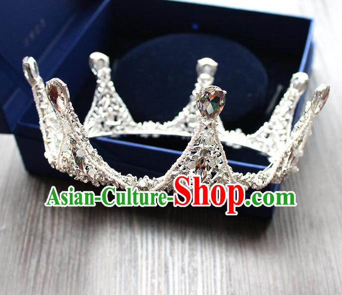 Top Grade Handmade Wedding Bride Hair Accessories Crystal Headwear, Traditional Princess Baroque Royal Crown Wedding Headpiece for Women