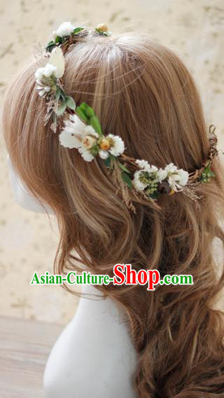 Top Grade Handmade Wedding Bride Hair Accessories, Traditional Princess Flowers Circle Hair Clasp Headpiece for Women