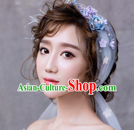 Top Grade Handmade Wedding Bride Hair Accessories Hair Band Complete Set, Traditional Princess Wedding Headwear for Women