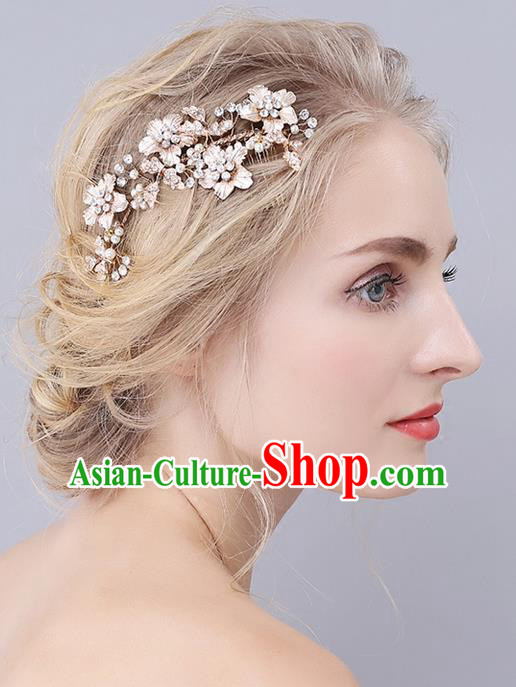 Top Grade Handmade Wedding Bride Hair Accessories Flowers Hair Clips, Traditional Princess Baroque Pearl Hair Stick Headpiece for Women