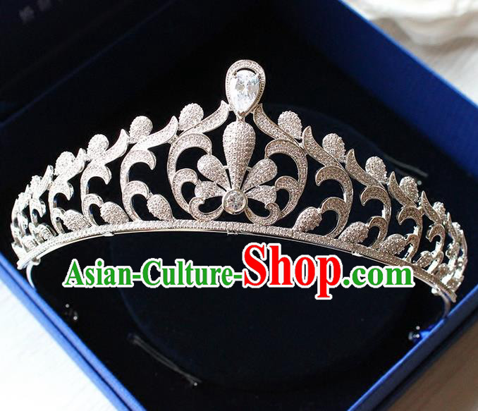 Top Grade Handmade Wedding Hair Accessories Bride Luxury Zircon Crown, Traditional Baroque Crystal Queen Royal Crown Wedding Headwear for Women