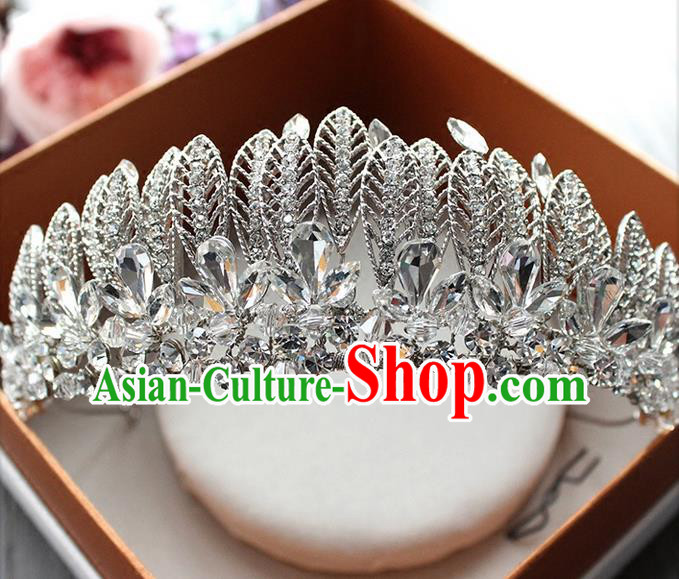 Top Grade Handmade Wedding Hair Accessories Bride Vintage Crown, Traditional Baroque Princess Crystal Royal Crown Wedding Headwear for Women