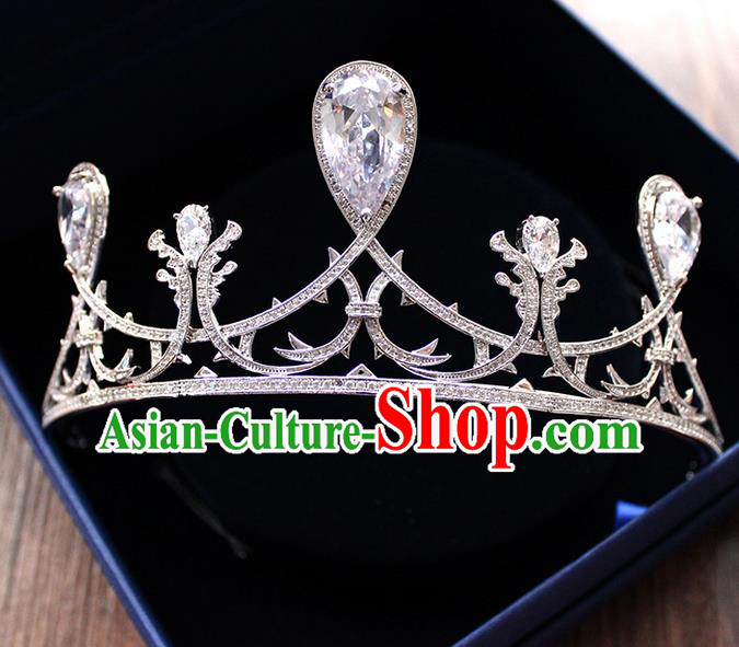 Top Grade Handmade Wedding Hair Accessories Bride Vintage Crown, Traditional Baroque Queen Crystal Royal Crown Wedding Headwear for Women