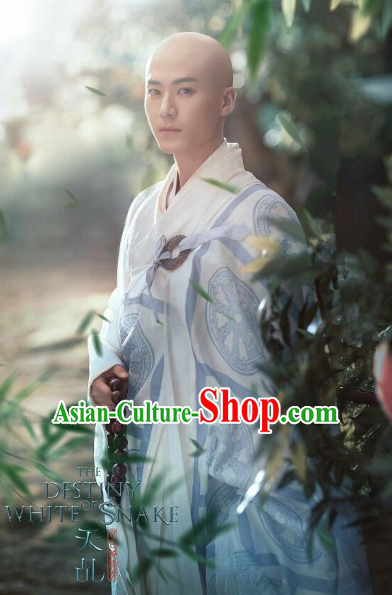Traditional Ancient Chinese Monk Costume, Chinese Madam White Snake Fa hai Frock Monk Robes for Men