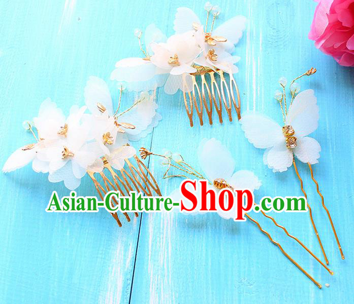Top Grade Handmade Wedding Bride Hair Accessories Flowers Headband Hairpin, Traditional Princess Baroque Hair Comb Headpiece for Women