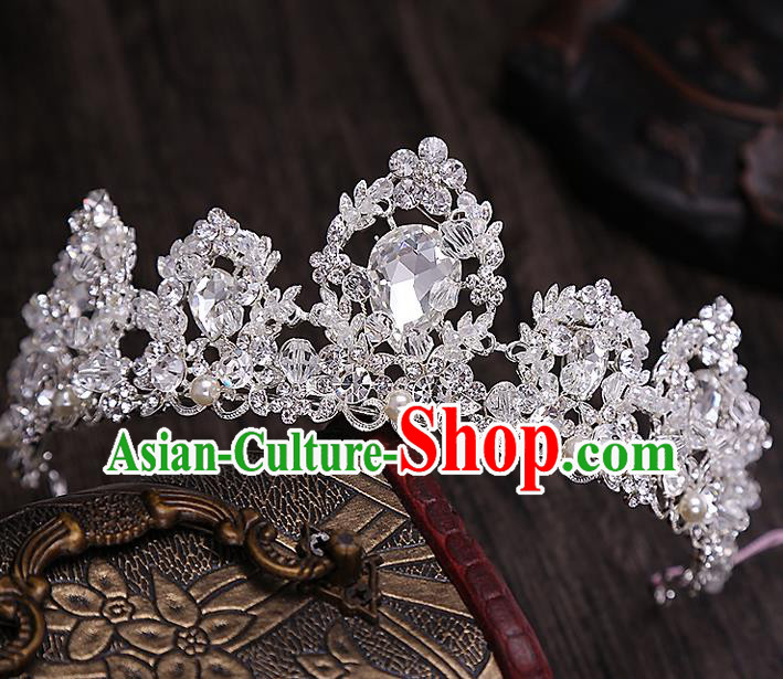 Top Grade Handmade Wedding Hair Accessories Bride Vintage Crystal Crown, Traditional Baroque Princess Zircon Royal Crown Wedding Headwear for Women