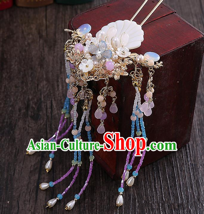 Top Grade Chinese Handmade Wedding Hair Accessories Hairpins, Traditional China Xiuhe Suit Bride Tassel Step Shake Headdress for Women