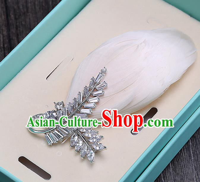 Top Grade Handmade Wedding Dragonfly Hair Accessories Bride Feather Hair Claw, Traditional Baroque Princess Headband Hair Stick Headpiece for Women