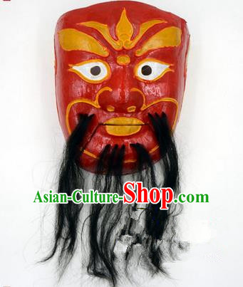 Traditional Chinese Ancient Peking Opera Accessories Mask, Traditional Chinese Beijing Opera God of Wealth Red Masks