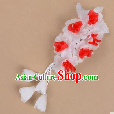 Top Grade Chinese Ancient Peking Opera Hair Accessories Diva Crystal Temple White Jasmine Flowers Hairpins, Traditional Chinese Beijing Opera Hua Tan Hair Clasp Head-ornaments