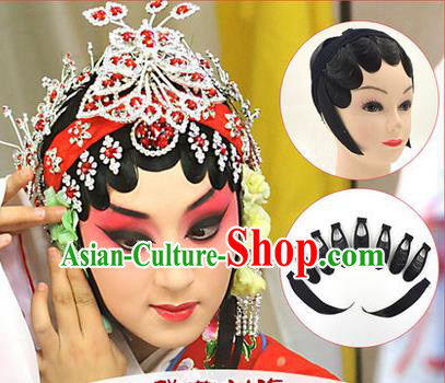 Top Grade Chinese Ancient Peking Opera Hair Temples Wigs, Traditional Chinese Beijing Opera Hua Tan Head-ornaments