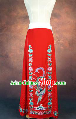 Traditional Chinese Beijing Opera Servant Girl Red Dress, China Peking Opera Young Lady Costume Embroidered Opera Skirt